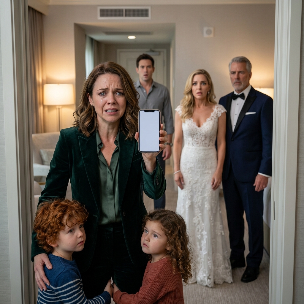 He threw an “engagement of the century,” so I arrived with our twins to “pay respects.” “Smile,” I whispered, lifting my phone. “Let’s give them a gift they’ll never forget.” The livestream opened on the bridal suite door—then the muffled gasp, the frantic shuffling, and my ex’s bride screaming, “Stop! Not now!” When the door flew wide, the man beside her wasn’t my ex… it was his father. And the “heir” everyone worshipped? Not his son—his half-brother. So tell me… who else knew?