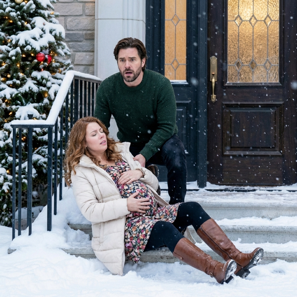 Christmas Eve. The highway was empty, the snow was screaming, and my breath turned to ice at -15°C. Derek slowed the car, then said like it was nothing: “She’s pregnant too. I chose her.” My stomach clenched around my eight-month baby. I reached for my phone—gone. Wallet—gone. He opened the door. “Your child was a mistake.” The taillights vanished… and I realized the storm wasn’t the worst thing out there.