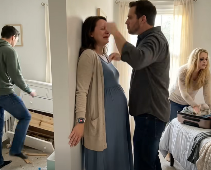 Stavo portando in grembo dei gemelli quando mio cognato ha rotto il comò della cameretta, mia cognata ha strappato la mia valigia e mio marito mi ha schiacciata contro il muro perché mi rifiutavo di pagare i loro debiti—nessuno di loro sapeva che il mio smartwatch trasmetteva ogni parola in diretta…