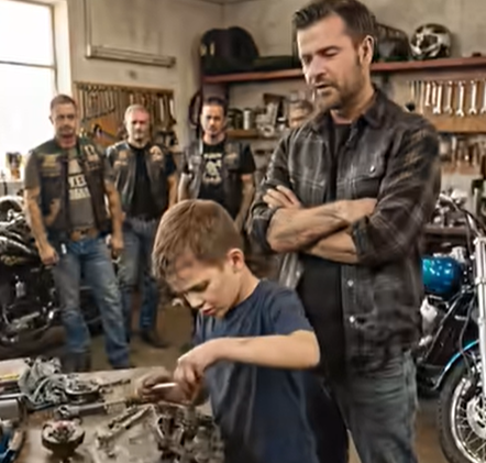 Un ragazzo di 13 anni, segnato dal passato del padre, stava da solo fuori da un club di motociclisti, implorando una sola possibilità di dimostrare il suo valore — finché un meccanico non gli consegnò una macchina rotta che silenziosamente cambiò il corso della sua vita.