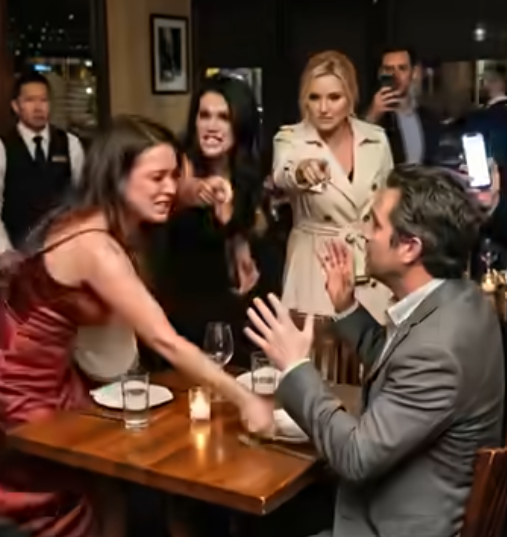 Parte 2 Il crollo fu rumoroso. Vanessa schiaffeggiò Owen prima che qualcuno potesse fermarla. La bruna—Paige—gli lanciò il vino in faccia. Un cameriere è entrato di corsa, il direttore è corso e metà del ristorante ha girato le sedie per guardare. Owen si asciugò la guancia, si raddrizzò e fece quello che faceva sempre quando era messo alle strette: cercò di controllare la storia.