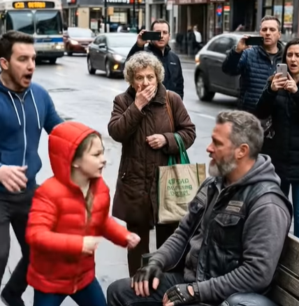 La gente rimase senza fiato quando una bambina schiaffeggiò un enorme motociclista alla fermata dell’autobus—”Ehi! Sei pazzo?!” —ma ciò che stupì tutti fu che non reagì affatto… Come se non l’avesse nemmeno sentito.
